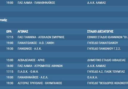 Το αναλυτικό πρόγραμμα της Super League