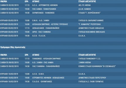 Το αναλυτικό πρόγραμμα της Super League