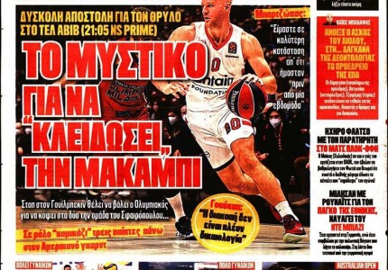 Το πρωτοσέλιδο του Κόκκινου Πρωταθλητή (20/1)