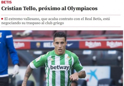 Mundo Deportivo: «Ο Κρίστιαν Τέγιο κοντά στον Ολυμπιακό» (video)