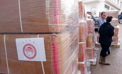 Στο πλευρό των πληγέντων και σήμερα ο Ολυμπιακός